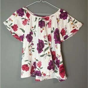 Old Navy Floral size XL 100 percent Cotton top ruffled sleeves